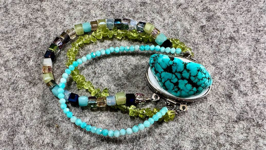 Turquoise, Amazonite & Peridot Bracelet